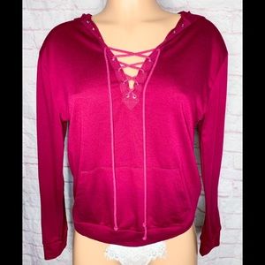 Gypsies & Moondust - Burgundy, Lace-Up Hoodie